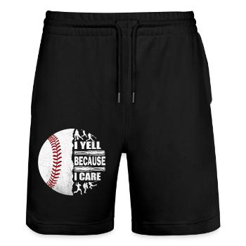 Ich schreie, weil es mir wichtig ist. Baseball-Vater. Vatertag - Stanley/Stella Unisex Bio Joggingshorts Trainer  - Schwarz - Vorne - Nik (191cm) & Marisol (170cm)