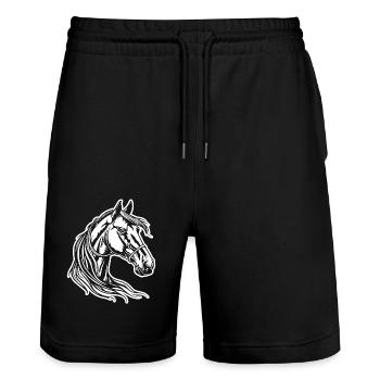 Horse Horse Head - Stanley/Stella Trainer Unisex Organic Jogging Shorts - black - Front - Nik (191cm) & Marisol (170cm)