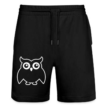Eule - Stanley/Stella Unisex Bio Joggingshorts Trainer  - Schwarz - Vorne - Nik (191cm) & Marisol (170cm)