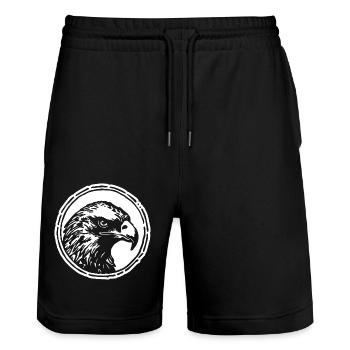 Adler Adlerkopf - Stanley/Stella Unisex Bio Joggingshorts Trainer  - Schwarz - Vorne - Nik (191cm) & Marisol (170cm)