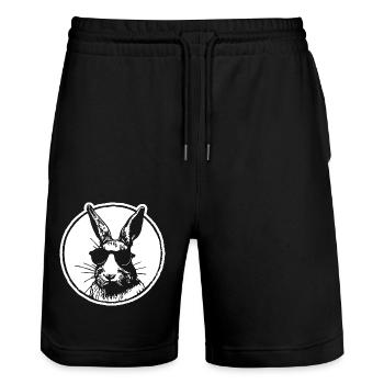 Rabbit Rabbit - Stanley/Stella Trainer Unisex Organic Jogging Shorts - black - Front - Nik (191cm) & Marisol (170cm)