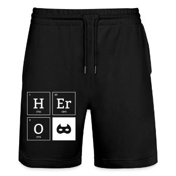 HERO Mask Superhero Elements Cadeau - Short de jogging bio TRAINER Stanley/Stella unisexe - noir - Devant - Nik (191cm) & Marisol (170cm)