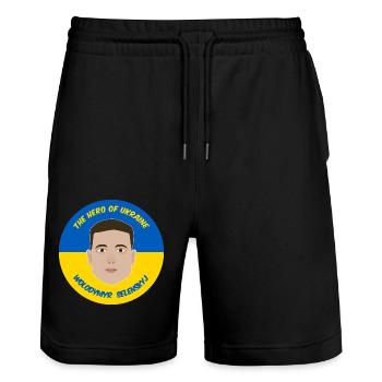 Selenskyj Ukraine - Stanley/Stella Unisex Bio Joggingshorts Trainer  - Schwarz - Vorne - Nik (191cm) & Marisol (170cm)