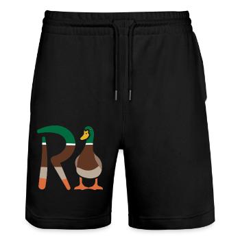 Rente Ente - Rentner Ruhestand Pension - Stanley/Stella Unisex Bio Joggingshorts Trainer  - Schwarz - Vorne - Nik (191cm) & Marisol (170cm)