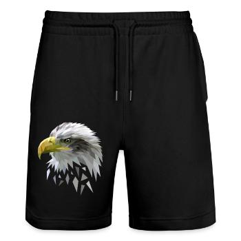 White-tailed eagle low poly polygons geometric - Stanley/Stella Trainer Unisex Organic Jogging Shorts - black - Front - Nik (191cm) & Marisol (170cm)