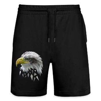 White-tailed eagle low poly polygons geometric - Stanley/Stella Trainer Unisex Organic Jogging Shorts - black - Front - Nik (191cm) & Marisol (170cm)