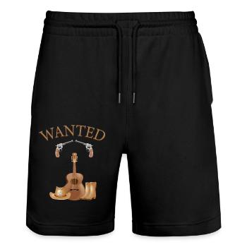 Cowboy Western Kostüm- Wilder Westen - Stanley/Stella Unisex Bio Joggingshorts Trainer  - Schwarz - Vorne - Nik (191cm) & Marisol (170cm)