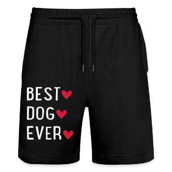 dog - Stanley/Stella Trainer Unisex Organic Jogging Shorts - black - Front - Nik (191cm) & Marisol (170cm)