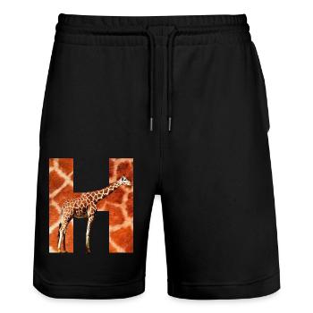 girafe h - Short de jogging bio TRAINER Stanley/Stella unisexe - noir - Devant - Nik (191cm) & Marisol (170cm)
