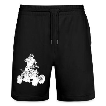 Quad - Stanley/Stella Trainer Unisex Organic Jogging Shorts - black - Front - Nik (191cm) & Marisol (170cm)