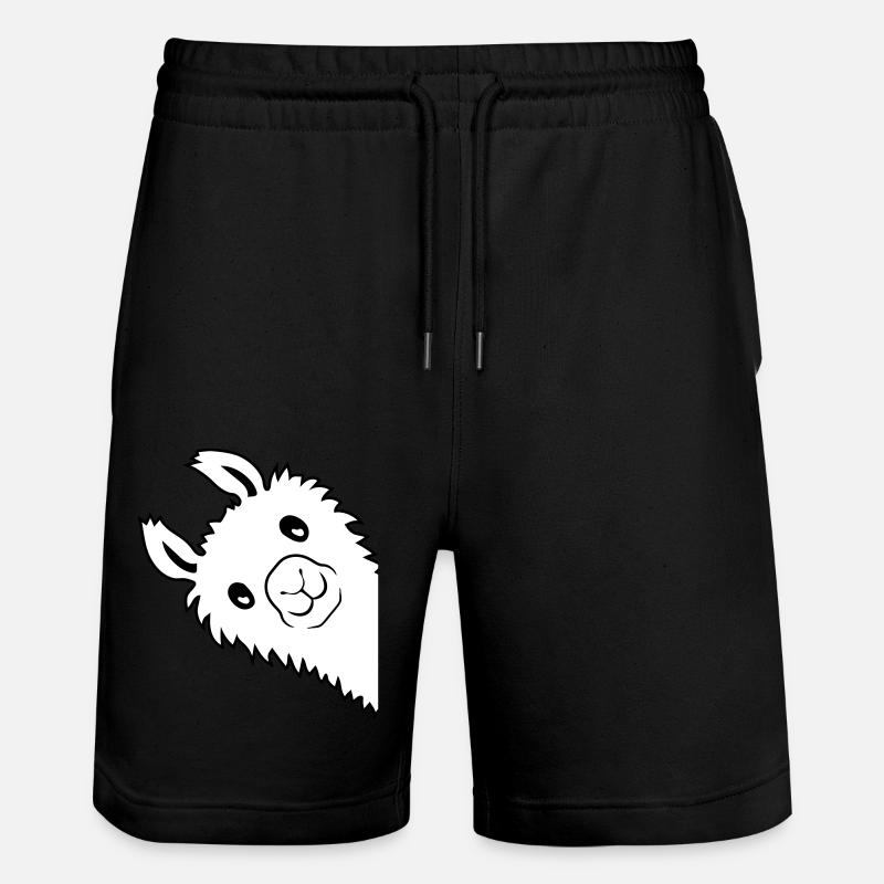 Lama guckt seitlich - Stanley/Stella Unisex Bio Joggingshorts Trainer  - Schwarz