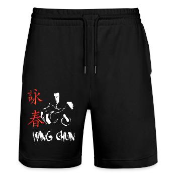 Wing chun Wingtsun Chinese symbols font - Stanley/Stella Trainer Unisex Organic Jogging Shorts - black - Front - Nik (191cm) & Marisol (170cm)