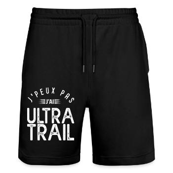 J'peux pas j'ai ultra-trail cadeau sport trail - Short de jogging bio TRAINER Stanley/Stella unisexe - noir - Devant - Nik (191cm) & Marisol (170cm)