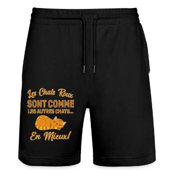 Chats Roux Sont Comme Les Autres Chats En Mieux - Short de jogging bio TRAINER Stanley/Stella unisexe - noir - Devant - Nik (191cm) & Marisol (170cm)