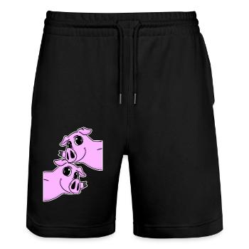 Cochons Cochons - Short de jogging bio TRAINER Stanley/Stella unisexe - noir - Devant - Nik (191cm) & Marisol (170cm)