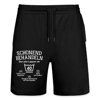 Schonend Behandeln - 40.Geburtstag - Der alte - Stanley/Stella Unisex Bio Joggingshorts Trainer  - Schwarz - Vorne - Nik (191cm) & Marisol (170cm)
