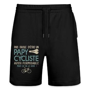 papy cycliste formidable vélo velo vélos - Short de jogging bio TRAINER Stanley/Stella unisexe - noir - Devant - Nik (191cm) & Marisol (170cm)