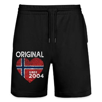 anniversary 2004 original since 2004 norway - Stanley/Stella Trainer Unisex Organic Jogging Shorts - black - Front - Nik (191cm) & Marisol (170cm)