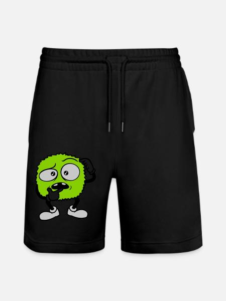 Comic skeptical face monster - Stanley/Stella Trainer Unisex Organic Jogging Shorts - black