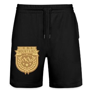 To the mountains Zitat - Stanley/Stella Unisex Bio Joggingshorts Trainer  - Schwarz - Vorne - Nik (191cm) & Marisol (170cm)