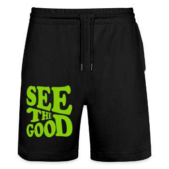 see the good quote - Stanley/Stella Trainer Unisex Organic Jogging Shorts - black - Front - Nik (191cm) & Marisol (170cm)