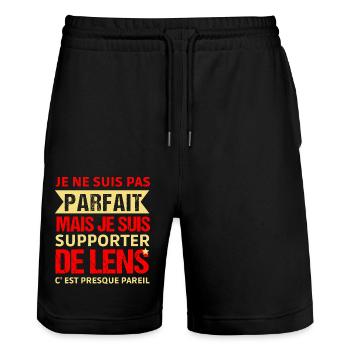 Supporter de Lens Cadeau pour supporter lensois - Short de jogging bio TRAINER Stanley/Stella unisexe - noir - Devant - Nik (191cm) & Marisol (170cm)