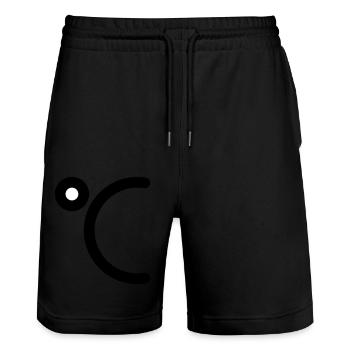 Degrees Celsius icon to personalize - Stanley/Stella Trainer Unisex Organic Jogging Shorts - black - Front - Nik (191cm) & Marisol (170cm)