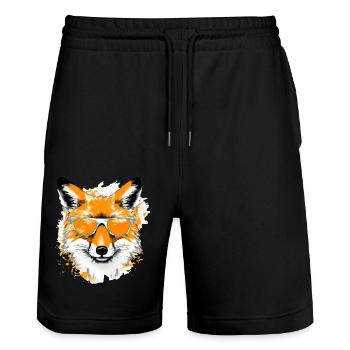 Krik le renard - Short de jogging bio TRAINER Stanley/Stella unisexe - noir - Devant - Nik (191cm) & Marisol (170cm)