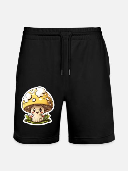 Funny cartoon mushroom - Stanley/Stella Trainer Unisex Organic Jogging Shorts - black