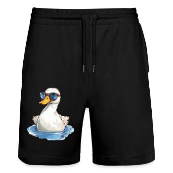 Süße Ente Küken im Sommer mit Sonnenbrille - Stanley/Stella Unisex Bio Joggingshorts Trainer  - Schwarz - Vorne - Nik (191cm) & Marisol (170cm)