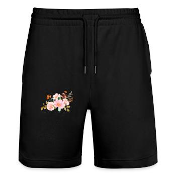 Blühendes Haar - Stanley/Stella Unisex Bio Joggingshorts Trainer  - Schwarz - Vorne - Nik (191cm) & Marisol (170cm)