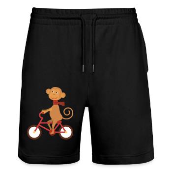 Fahrrad - Stanley/Stella Unisex Bio Joggingshorts Trainer  - Schwarz - Vorne - Nik (191cm) & Marisol (170cm)