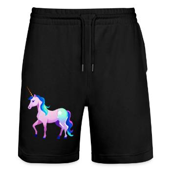 Unicorn Mythical Animal Unicorn Girl Unicorns - Stanley/Stella Trainer Unisex Organic Jogging Shorts - black - Front - Nik (191cm) & Marisol (170cm)