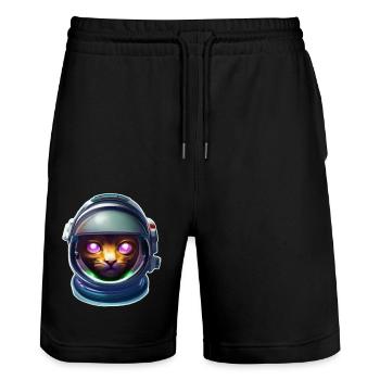 Astronaut Cat of the Future - Stanley/Stella Trainer Unisex Organic Jogging Shorts - black - Front - Nik (191cm) & Marisol (170cm)