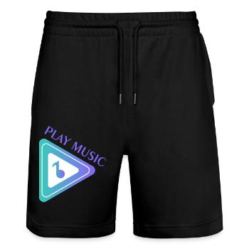 MUSIC - Stanley/Stella Trainer Unisex Organic Jogging Shorts - black - Front - Nik (191cm) & Marisol (170cm)