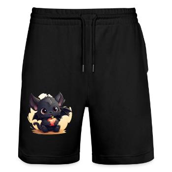 Niedliche Fruchtfledermaus - Stanley/Stella Unisex Bio Joggingshorts Trainer  - Schwarz - Vorne - Nik (191cm) & Marisol (170cm)