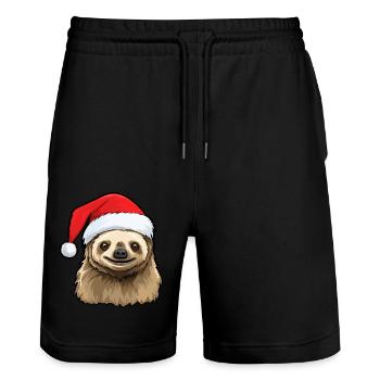 Faultier Weihnachten Winter Faultiere Tiere - Stanley/Stella Unisex Bio Joggingshorts Trainer  - Schwarz - Vorne - Nik (191cm) & Marisol (170cm)
