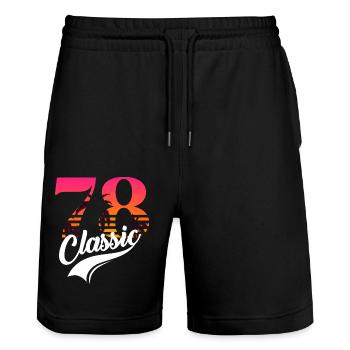 Jahrgang 1978-78th Anniversary - Stanley/Stella Unisex Bio Joggingshorts Trainer  - Schwarz - Vorne - Nik (191cm) & Marisol (170cm)