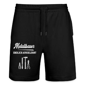 Metallbauer Endlich Ausgelernt Lehrling Azubi - Stanley/Stella Unisex Bio Joggingshorts Trainer  - Schwarz - Vorne - Nik (191cm) & Marisol (170cm)