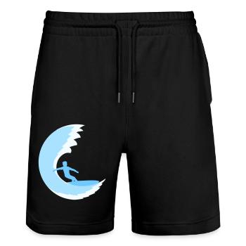 Surfer Surfbrett Runde Blaue Kreis Welle Surfen - Stanley/Stella Unisex Bio Joggingshorts Trainer  - Schwarz - Vorne - Nik (191cm) & Marisol (170cm)