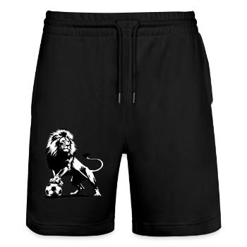 Lion jouant au football - Short de jogging bio TRAINER Stanley/Stella unisexe - noir - Devant - Nik (191cm) & Marisol (170cm)