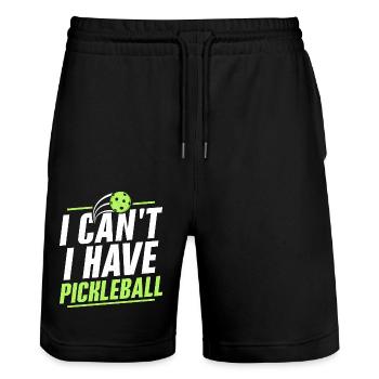 I Can't. I Have Pickleball Player Paddle Racket - Stanley/Stella Unisex Bio Joggingshorts Trainer  - Schwarz - Vorne - Nik (191cm) & Marisol (170cm)