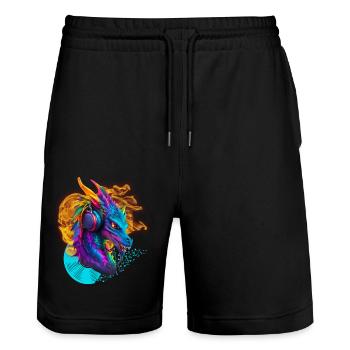 Notes de DJ Dragon avec Headphone Fire Vinylrecord - Short de jogging bio TRAINER Stanley/Stella unisexe - noir - Devant - Nik (191cm) & Marisol (170cm)