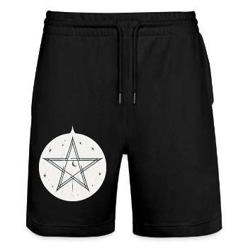 Magic pentagram with stars and moon - Stanley/Stella Trainer Unisex Organic Jogging Shorts - black - Front - Nik (191cm) & Marisol (170cm)