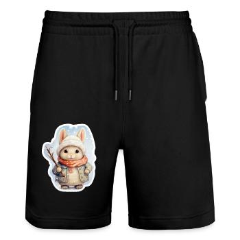 Lapin des neiges - Short de jogging bio TRAINER Stanley/Stella unisexe - noir - Devant - Nik (191cm) & Marisol (170cm)