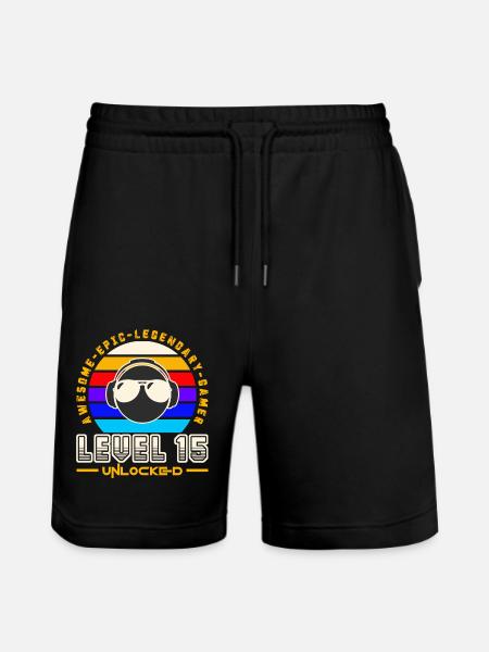 Level 15 - Stanley/Stella Trainer Unisex Organic Jogging Shorts - black