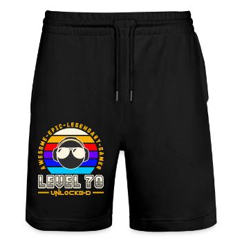 Level 70 - Short de jogging bio TRAINER Stanley/Stella unisexe - noir - Devant - Nik (191cm) & Marisol (170cm)
