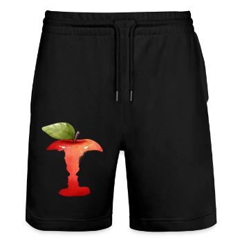 Silhouette des Apfelgesichts - Stanley/Stella Unisex Bio Joggingshorts Trainer  - Schwarz - Vorne - Nik (191cm) & Marisol (170cm)