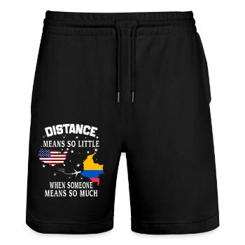 Distance Means So Little When Someone Means Much - Stanley/Stella Trainer Unisex Organic Jogging Shorts - black - Front - Nik (191cm) & Marisol (170cm)