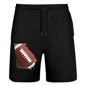 Georgia (USA) | echter Football | Landkarte - Stanley/Stella Unisex Bio Joggingshorts Trainer  - Schwarz - Vorne - Nik (191cm) & Marisol (170cm)